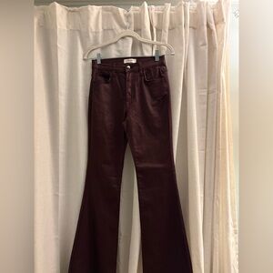 Faux Leather Deep Burgundy Flare Pants